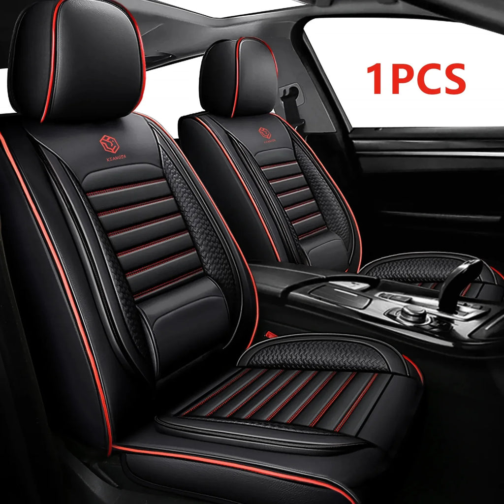 Universal Leather Car Seat Covers for SUVs  Sedans Trucks Breathable Elegant Easy-Clean Comfortable Fit Airbag Port Waterproof