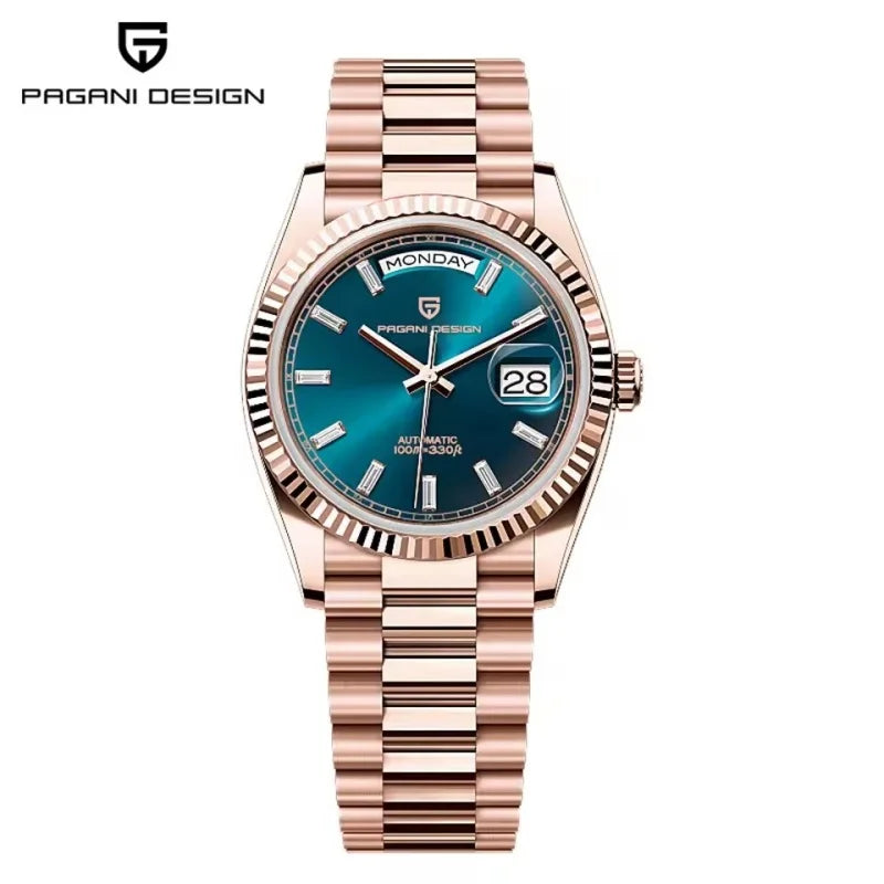 PAGANI DESIGN New Week Calendar Type Watch Japan Movt Waterproof Mechanical Man watch 316L All Steel Luxury Luminous Men watch