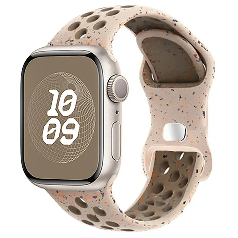 Silicone Strap For Apple Watch 44mm 45mm 40mm 41mm 38 42mm sports Rubber Breathable Band iwatch series 10 9 8 SE 7 6 Ultra 49mm