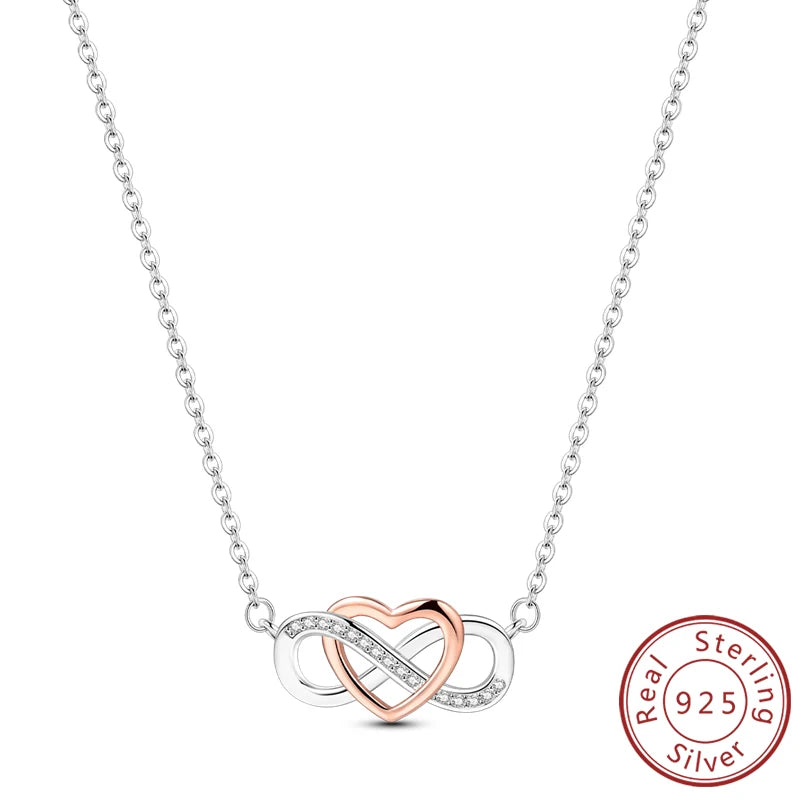 Necklace 925 Sterling Silver Butterfly Love Heart Bear Classic Simple Adjustable Necklace For Women Girl Fashion Jewelry Gifts