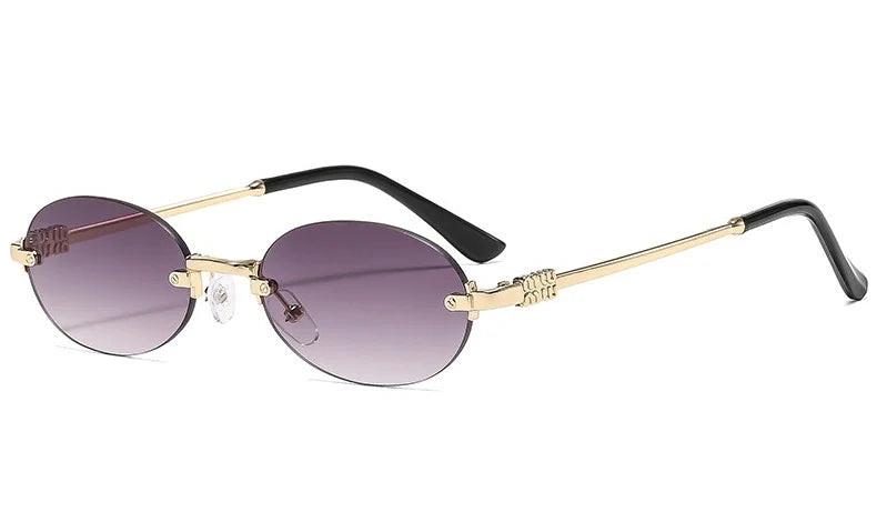 Light Luxury Rimless Oval Personalized Sunglasses, High-End Fashion Casual Sunglasses, Suitable For Outdoor Vacation Sunglasses