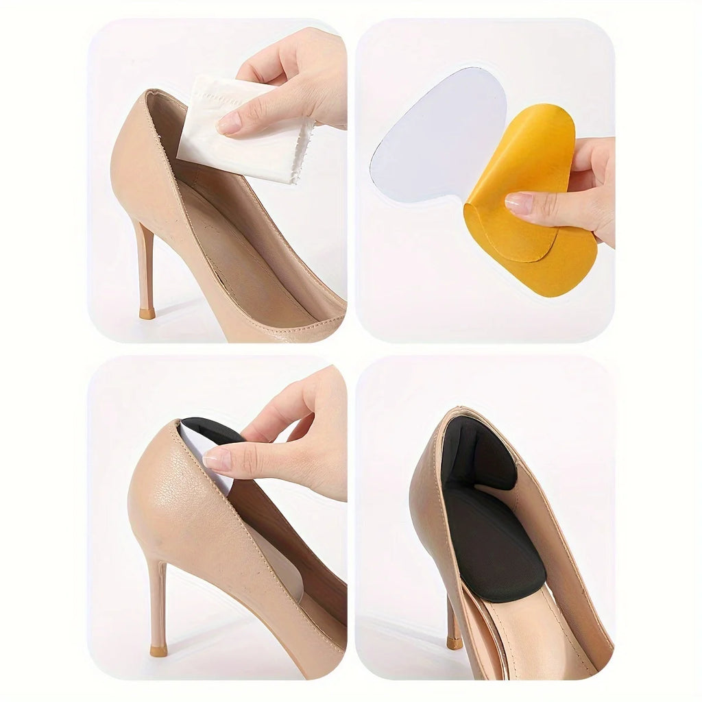 Double-Layer Thick T-Shaped Foam Heel Pad And Heel Cup - Soft, Breathable, Non-Slip, Durable, Comfortable To Wear In High Heels