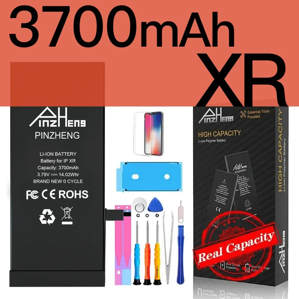 PINZHENG Real High Capacity Battery For iPhone 8 SE2020 6 6S 7 8Plus X Xs Max Xr Phone Replacement Batteries Warranty One Year