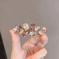 Luxury Colorful Crystal Folower Hairpin Spring Clip High-end Women's Back of Head Half-tied Hair Clip France Hair Accessories