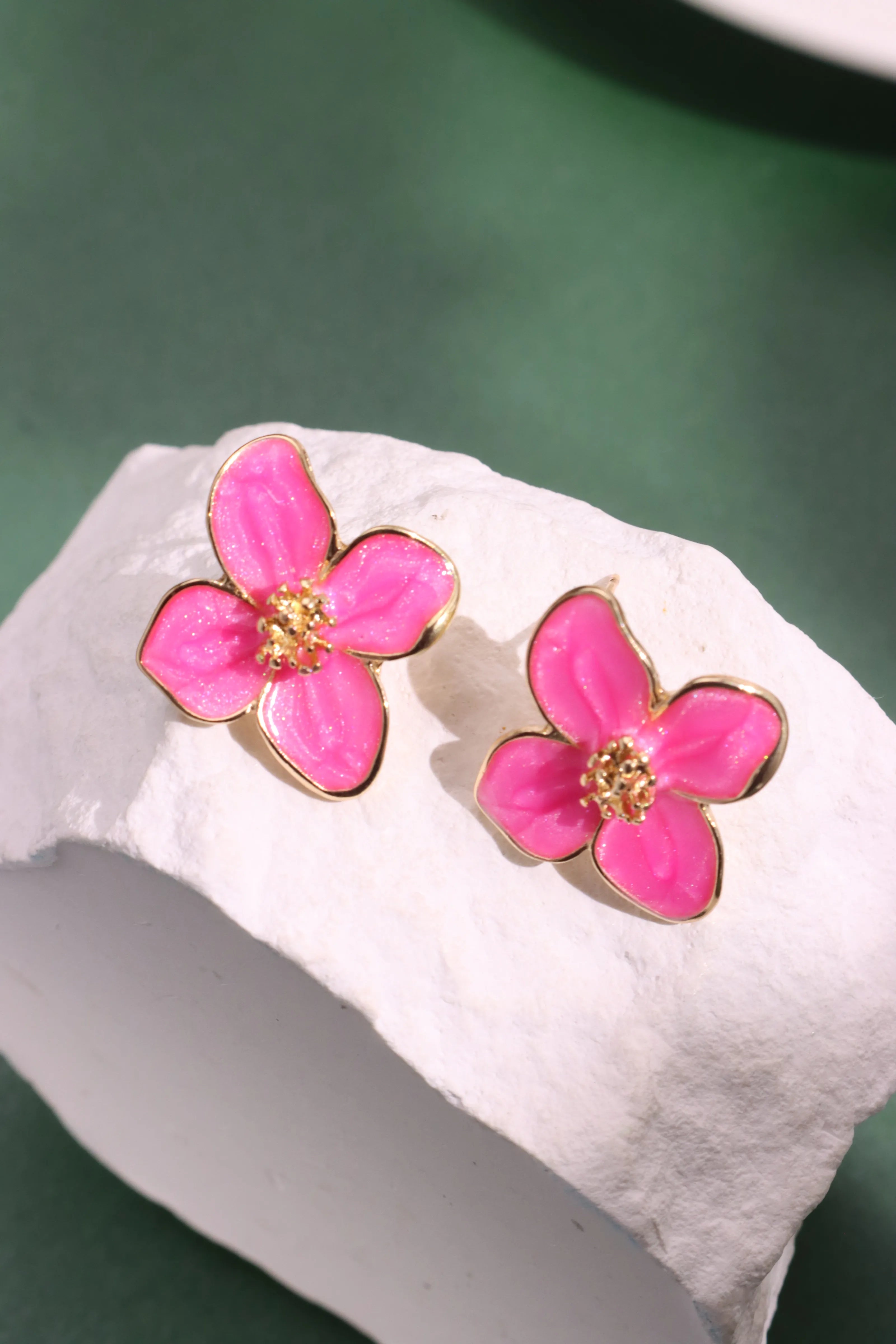 Hibiscus Dropped Glaze Flower Stud Earrings for Women Girl French Ins Vintage 2023 Fashion Korean Wedding Romantic Jewelry Gifts