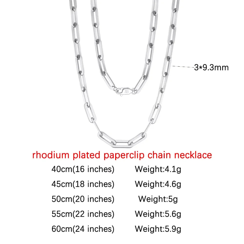 ORSA JEWELS 14K Gold Plated Genuine 925 Sterling Silver Paperclip Neck Chain 6/9.3/12mm Link Necklace for Women Men Jewelry SC39