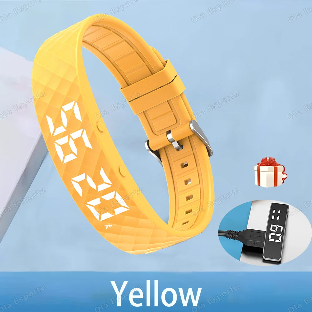 Vibrating Alarm Clock Watch Heavy Sleepers Silent Wake-Up Smart Bracelet Men Women Adjustable Wearable Vibration Wrist Band HW12
