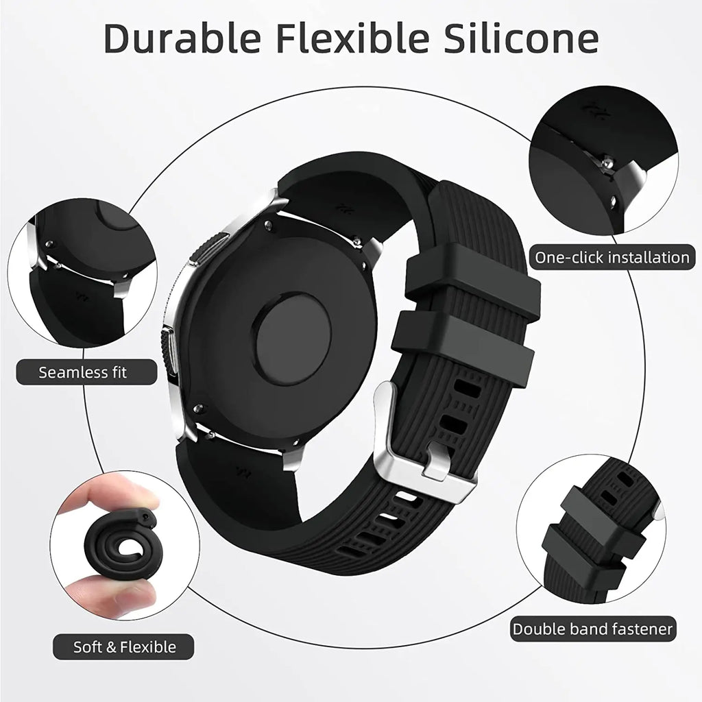 20mm 22mm Silicone Watch Strap Compatible for Samsung 46mm/Galaxy Watch3 45mm/Gear S3 Frontier, Sports Watch Band for Huawei