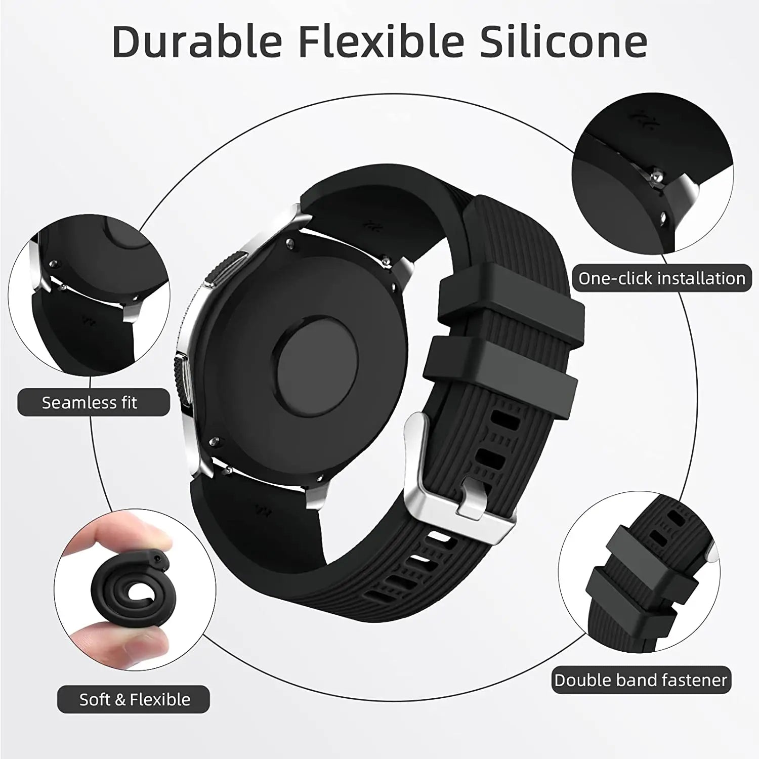 20mm 22mm Silicone Watch Strap Compatible for Samsung 46mm/Galaxy Watch3 45mm/Gear S3 Frontier, Sports Watch Band for Huawei