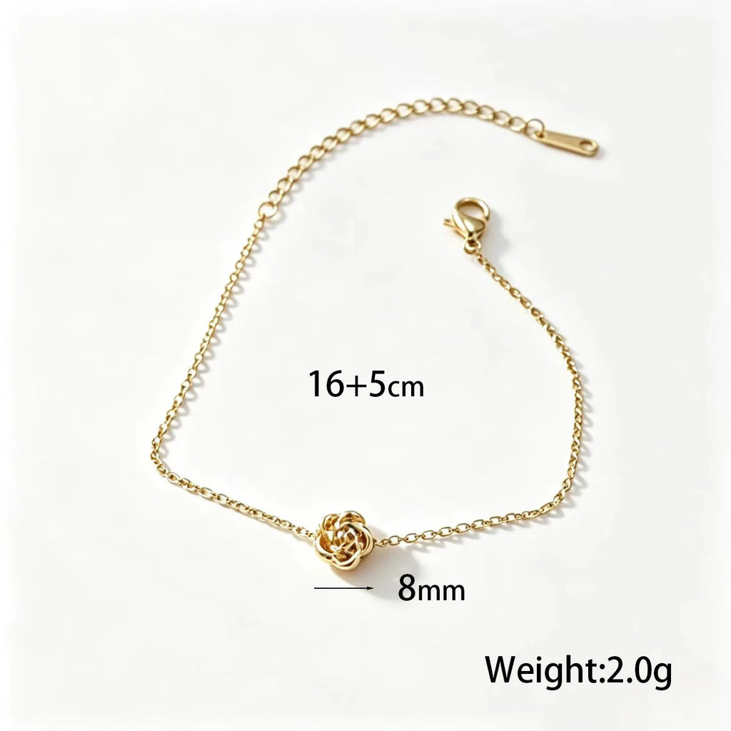 New Exquisite Stainless Steel Camellia Flower Pendant Necklace Bracelet Rings Set for Women Jewelry Sets Sweet Valentine Gifts