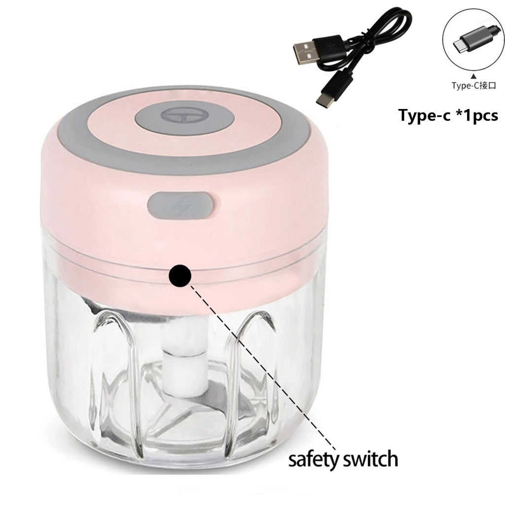 100ml/250ml Electric Mini Garlic Press Chopper - Rechargeable USB Masher with Powerful Lithium Battery, Easy Meat Grinder