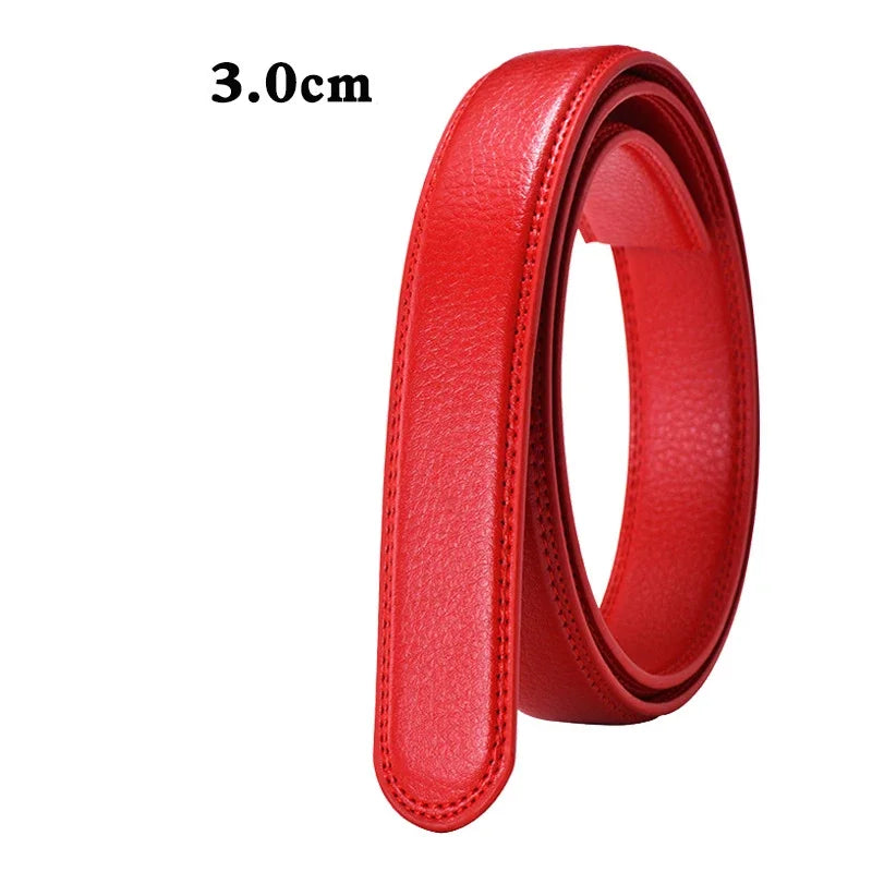 Belt Body No Buckle for Automatic Buckle 2.4 2.8 3.0 3.5cm Width Leather Belts Straps Without Buckle for Men Women 4 Size Wide