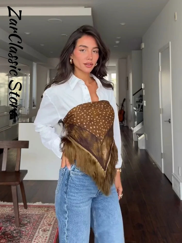 Vintage Printed Women's Square Scarf Elegant Autumn Winter Casual Tassel Spliced Shawl New Fashion Chic Scarves 2026
