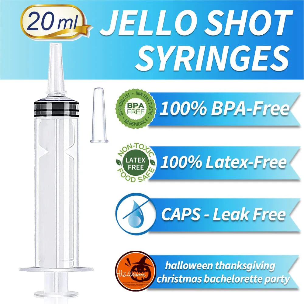 20ml Party Liquid Syringe BPA-Free Suringes for Jello Shot,Halloween, Thanksgiving,Christmas,Bachelorette Parties,Graduate Party