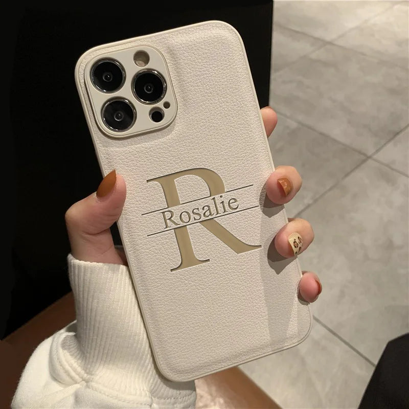 Personalized Customized Initials Name For IPhone18 17 16 15 14 13 12 11 Pro Max Plus Big Letter Laser Engraving Phone Cover