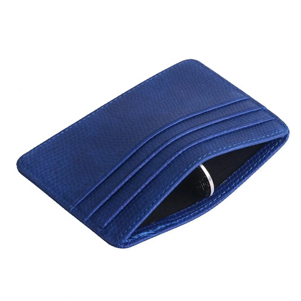 Mini Travel PU Leather Card Holder Wallet Lizard Pattern ID Window Case for Men Women Compact Wallet Organizer