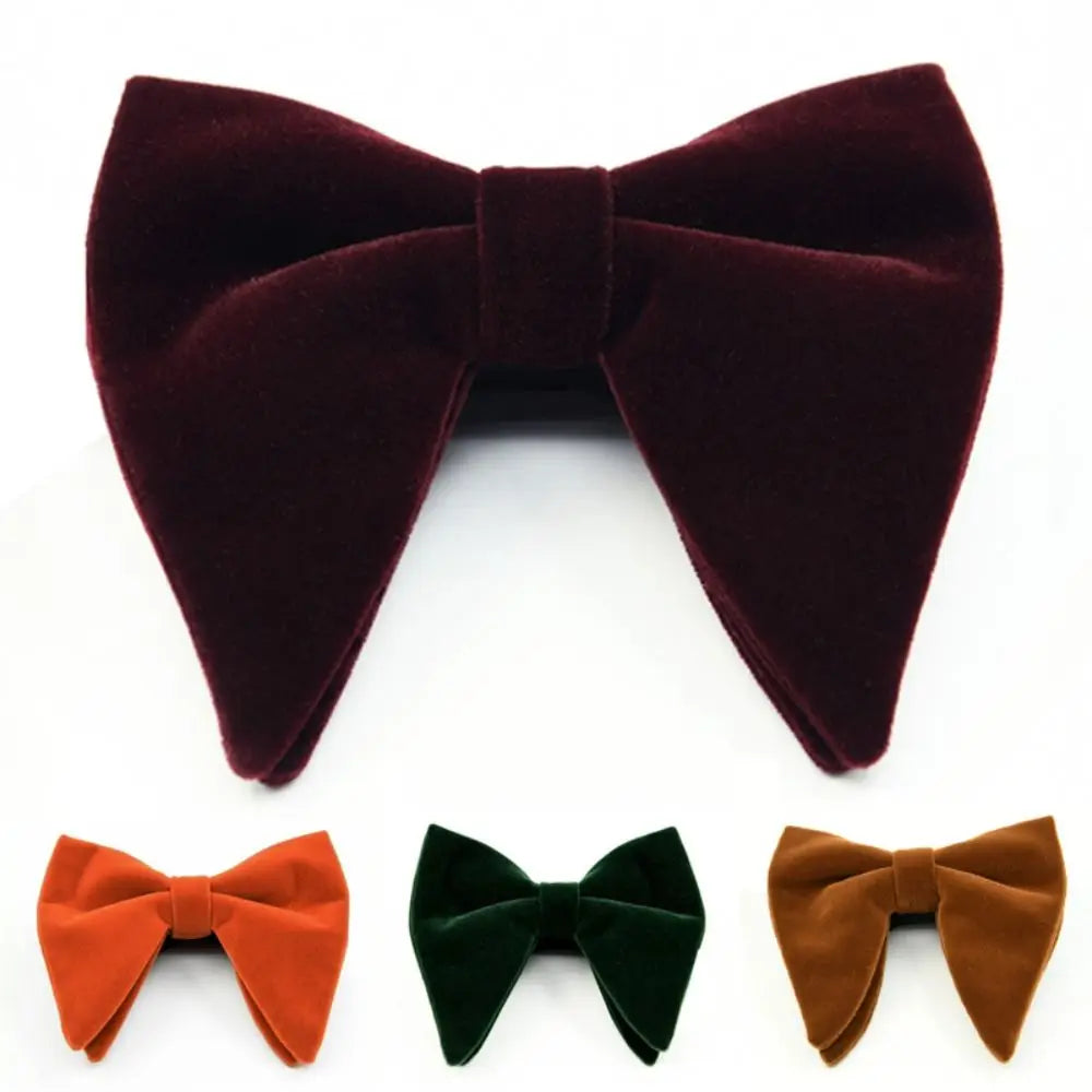 High Quality Oversized Bow Tie Solid Color Bowtie Adjustable Necktie Velvet Men Big Bow Tie Wedding Party Tuxedo