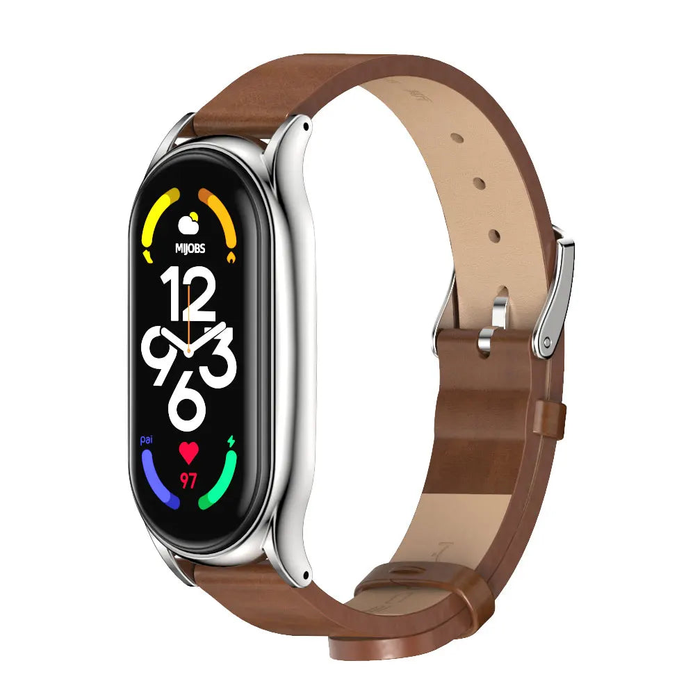 For Mi Band 10 9 8 7 6 5 Strap Silicone Wristband for Mi Band 9 Leather Strap For Mi band 8 Bracelet MiBand Metal Wristbands