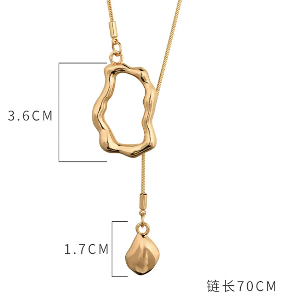 ZAKOL Stainless Steel Irregular Y-shaped Long Necklace for Women Exquisite Versatile Sweater Chain Charm Party Accessories Gift
