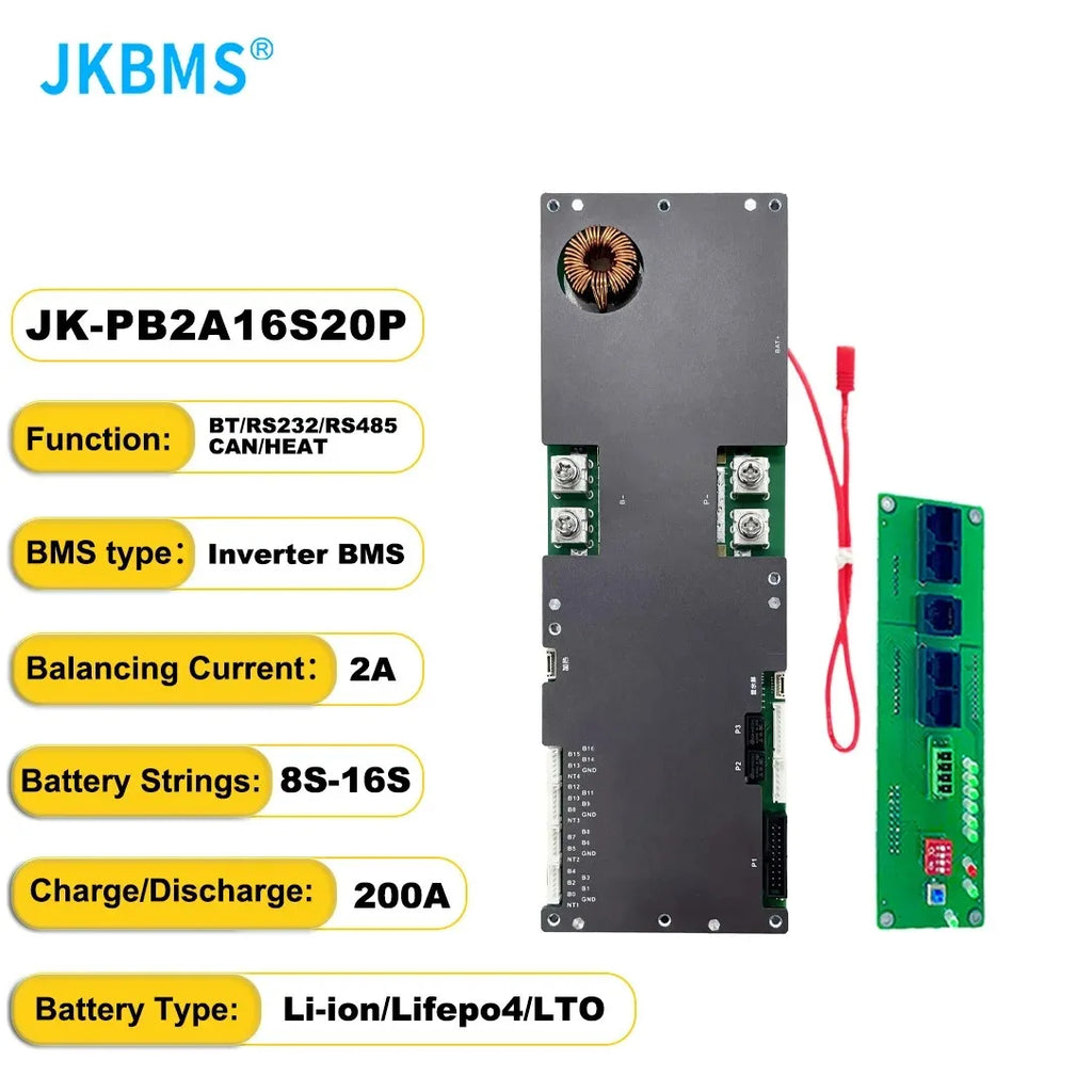 JKBMS JIKONG V19 Smart Inverter BMS PB2A16S20P 8S 16S 24V 48V 100A 150A 200A Energy Storage Lifepo4/Li-ion/LTO For Growatt Deye