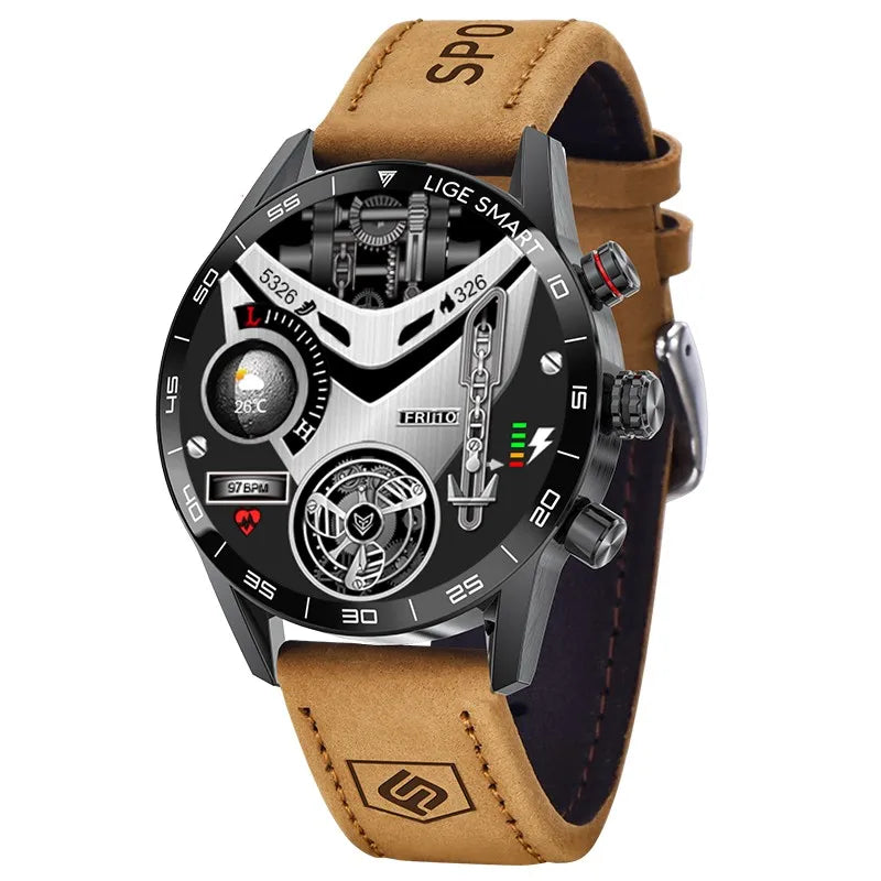LIGE 2026 New Rugged Military GPS Smart Watch Men AMOLED HD Screen Heart Rate Bluetooth Call Waterproof Outdoor SmartWatch