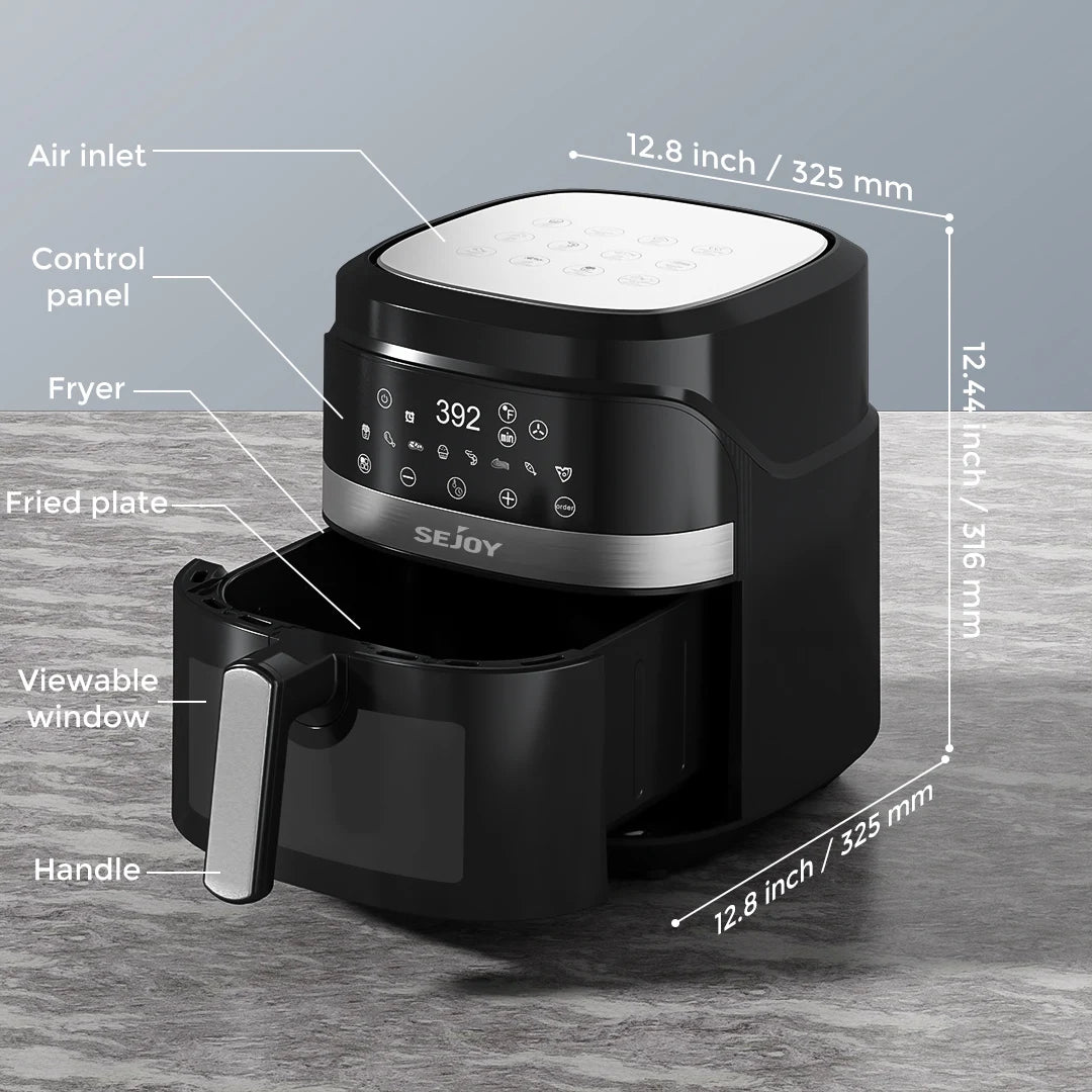 Sejoy Air Fryer 8-in-1,6 Quart Electric Hot Fryer Oven Oilless Cooker,Roast, Bake, Plus Bake,Dehydrate, and Keep Food Warm