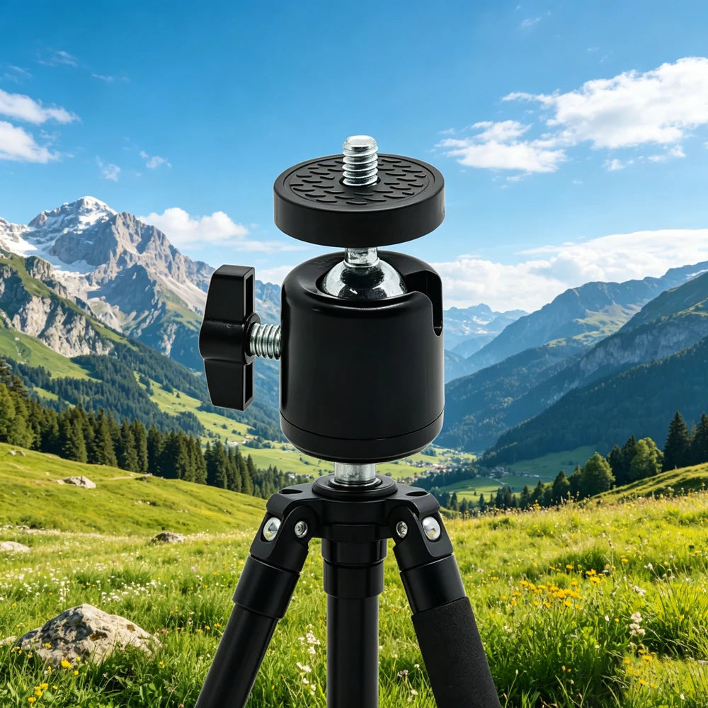 Universal 1/4" Screw Ball Head Adapter for Tripod, Light Stand, Projector & Camera, 360° Rotating Aluminum Alloy Bracket