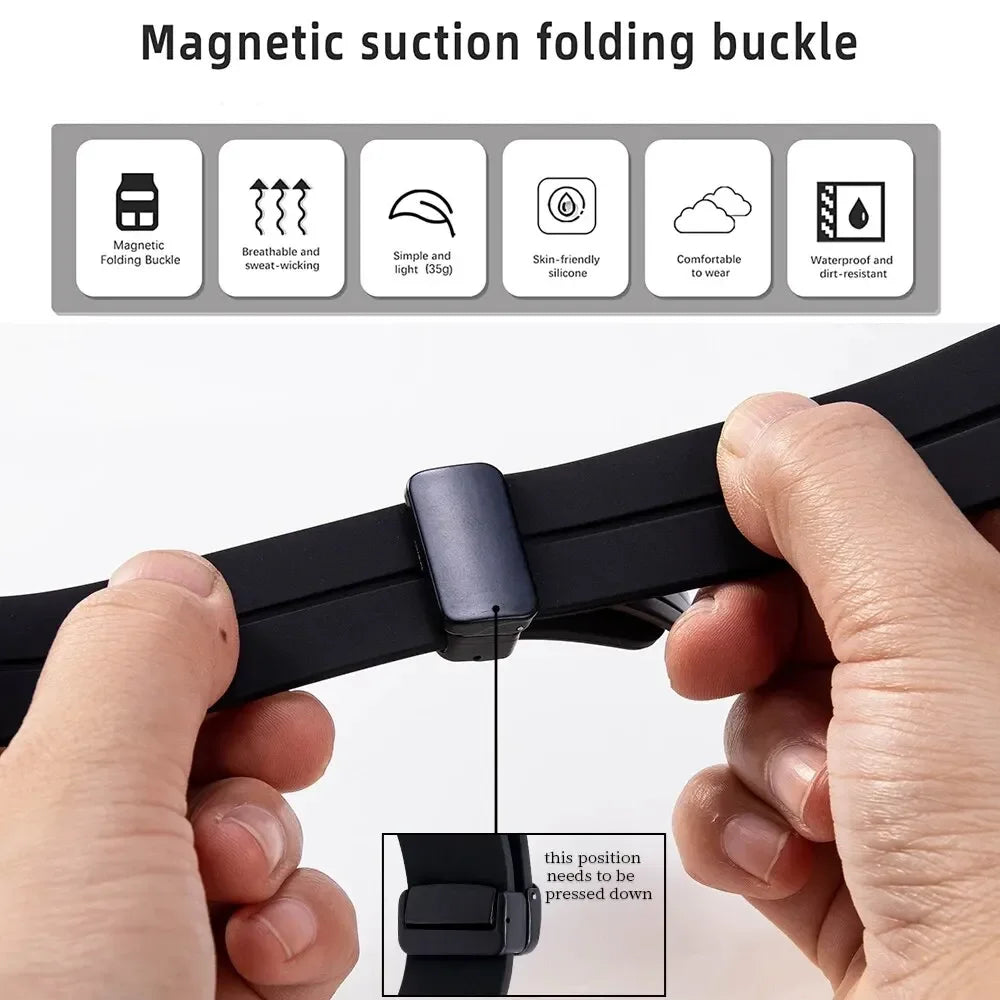 Original Silicone Band for Samsung Watch 7 6 5 4 Classic Strap 47mm 43mm 44mm 40mm Magnetic Buckle For Galaxy Watch 5 Pro 45mm