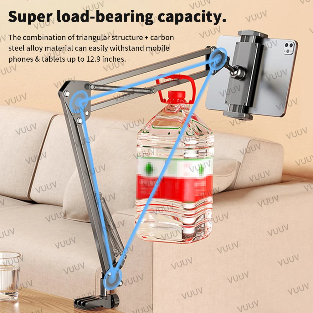 Adjustable Bed Tablet Stand for 4-12.9 Inches Mobile Phones Tablets Aluminum Arm Bed Desk Tablet Mount Support for iPad Mini