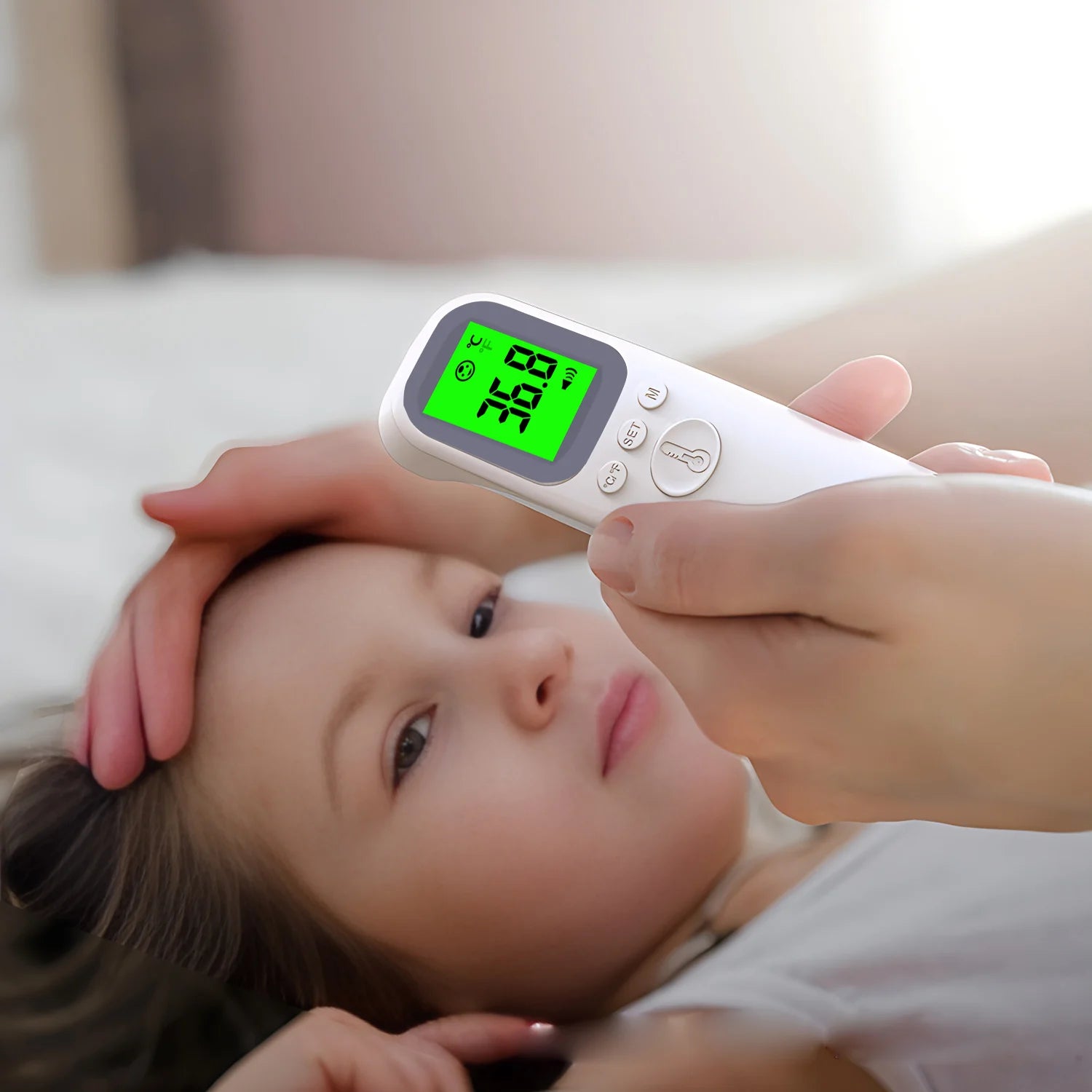 Children Infrared Digital Thermometer Forehead Non-contact Body Fever Termometre Or Kids Finger Pulse Oximeter Blood Oxygen Mete