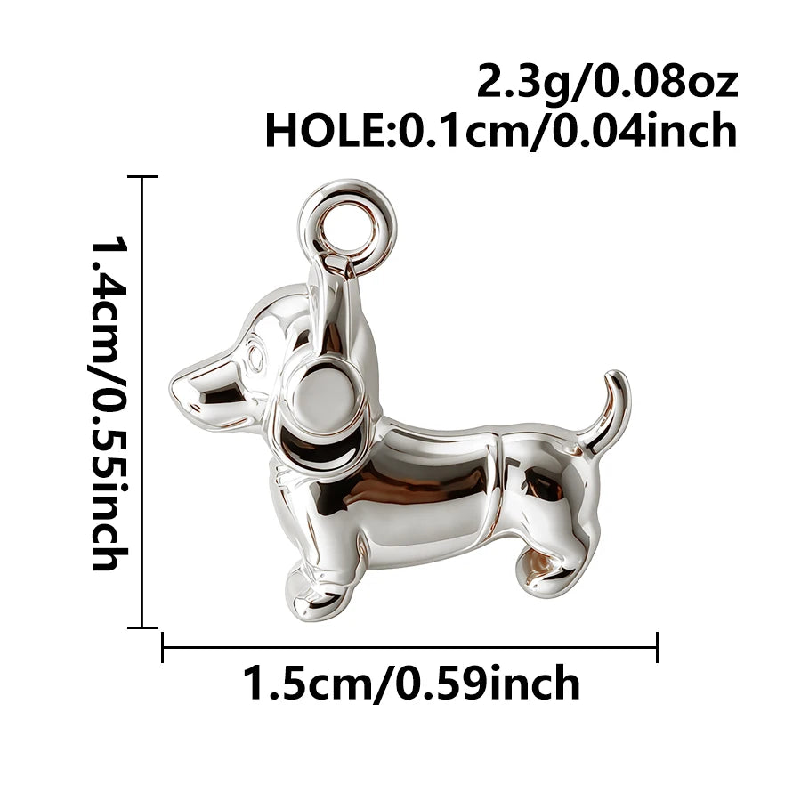 5pcs Lovely Animal Series Pendant Dog Bird Gold Plated 3D Stainless Steel Charms For DIY Jewelry Accessory in Furnace Waterproof