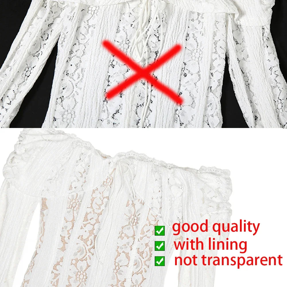 Mingmingxi Autumn Long Sleeve Maxi Dresses for Women 2024 New in Elegant Flare Sleeve Lace Dress Long Birthday Party Dresses