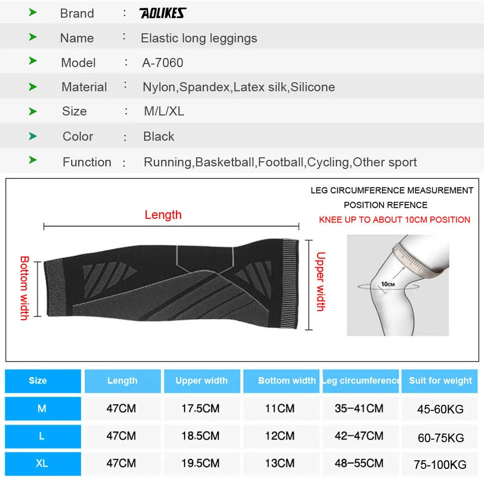 AOLIKES Sports Full Leg Compression Sleeves Knee Braces Support Protector for Weightlifting Arthritis Joint Pain Relief