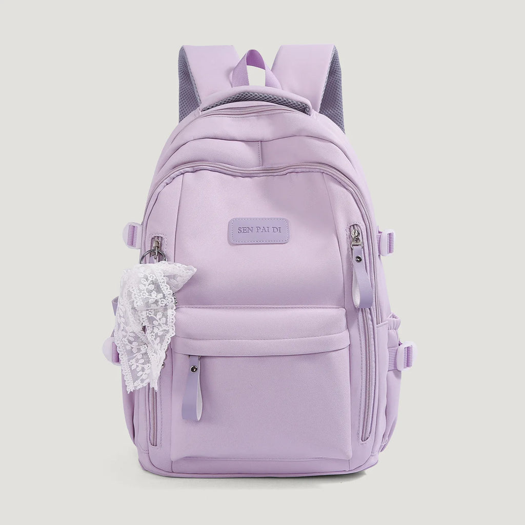 New Female High Capacity Waterproof College Backpack With Lace Pendant Trendy Women Laptop School Bags Cute Girl Travel Book Bag