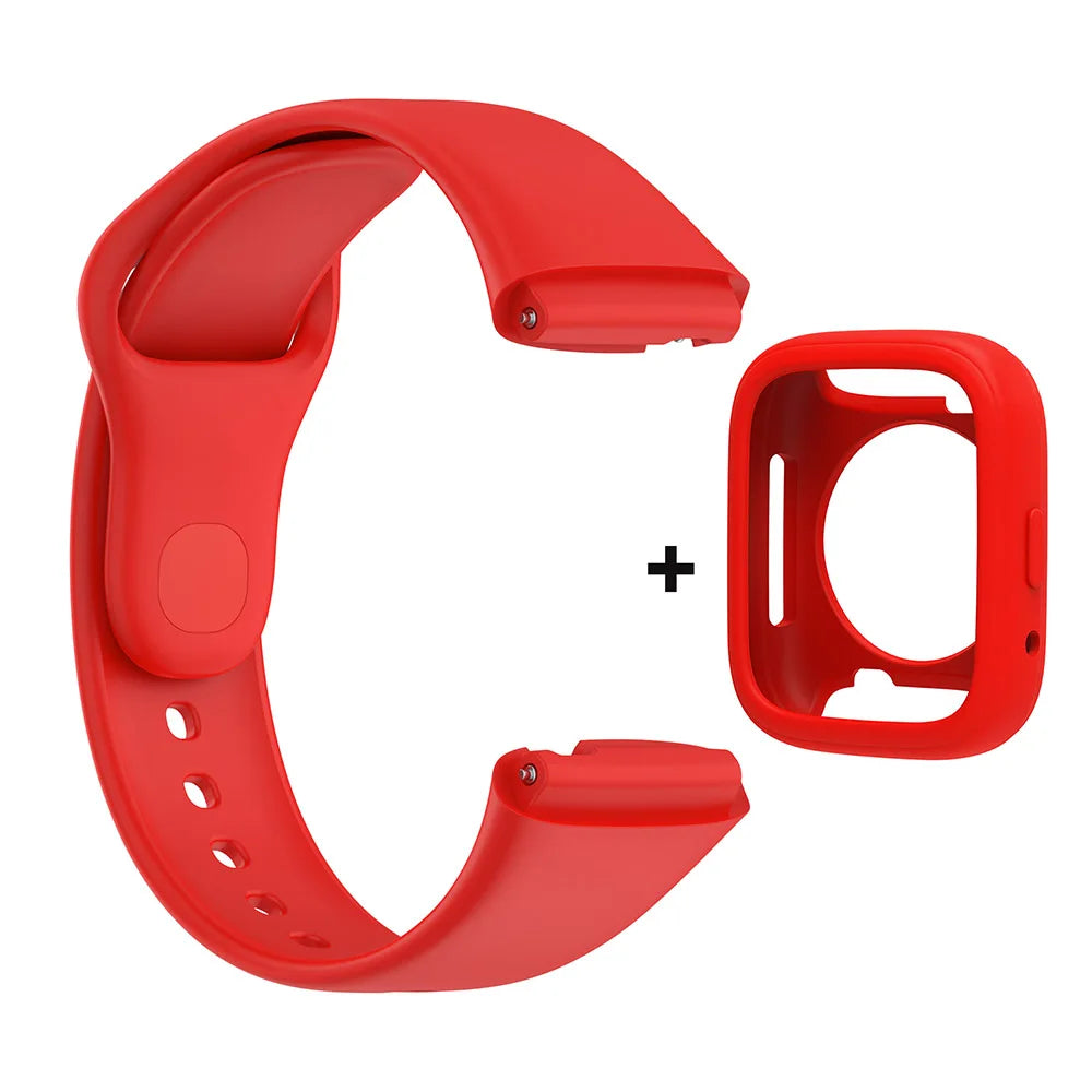 Silicone Strap For Redmi Watch 3 Active/Lite Smart Watch Band + Protective Case Shell