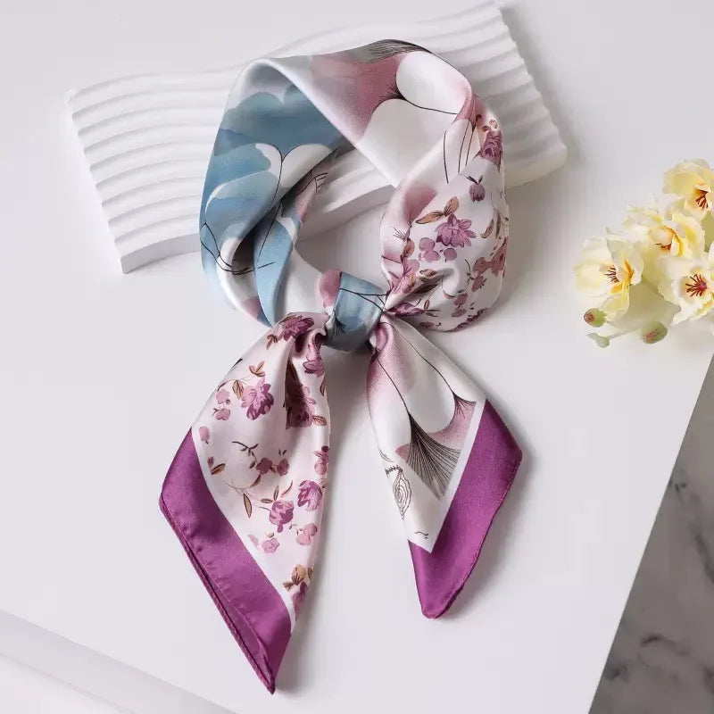 2025 New Yellow Lemon Print Square Silk Scarf for Women 70*70cm Neck Ties Fashion Decorate Neckerchief Female Hijab Bag Ribbions