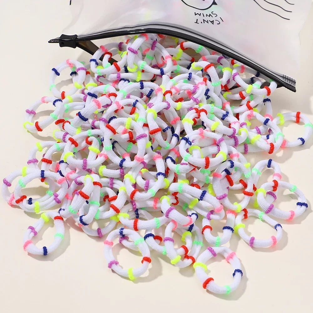 60pcs/lot Colorful Elastic Hairband Rubber Bands for Children Ponytail Support Hairties Splicing Headrope Kids Hair Accessories