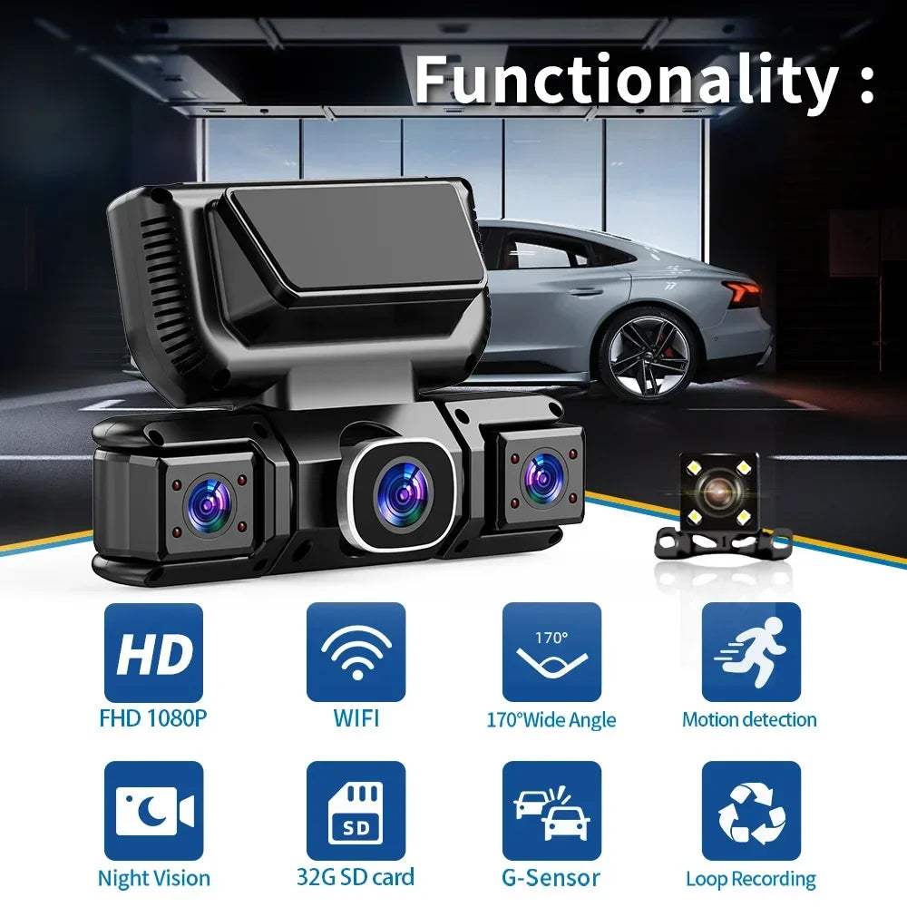 360 Degrees 4Camera Front Left Right Rear View camera WIFI 1080P Video Recorder Car DVR Dash Cam 4 Way add 24H Hardware Kit