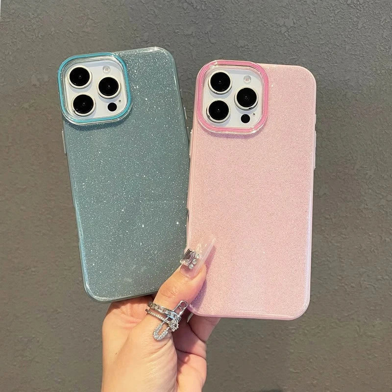 Luxury IMD Glitter Candy Color Hard Case For iPhone 16E 16 15 14 13 12 11 XS Max X XR SE 7 8 Plus Hybrid Silicone Soft PC Cover