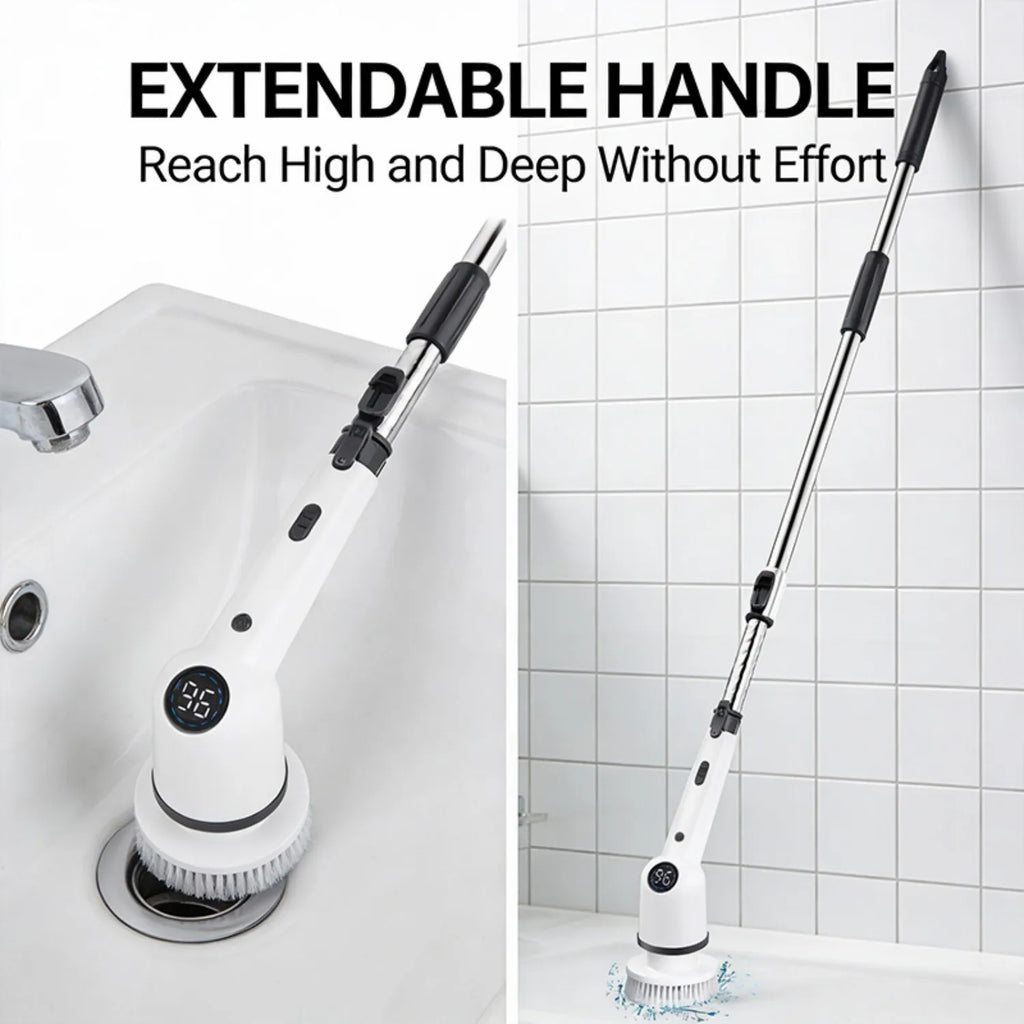 Cordless Electric Spin Cleaning Brush with 8 Brush Heads, 1300mAh Battery & 3 Speeds (350/400/450 RPM), Extendable Handle