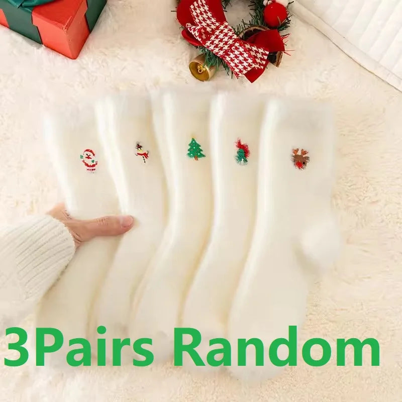 Autumn Winter Fleece Bow-Tie Plush Socks Woman Cute Sweet Mid-Calf Socks Thickened Warm Home Sleep Short Socks for Girls