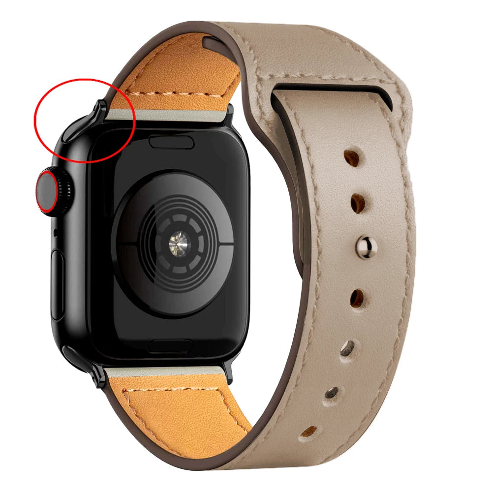 Leather band For Apple watch strap Ultra 2 49mm 44mm 40mm 38mm/42mm wrist bracelet for iWatch series 10 9 8 7 4 5 6 se 41mm/45mm