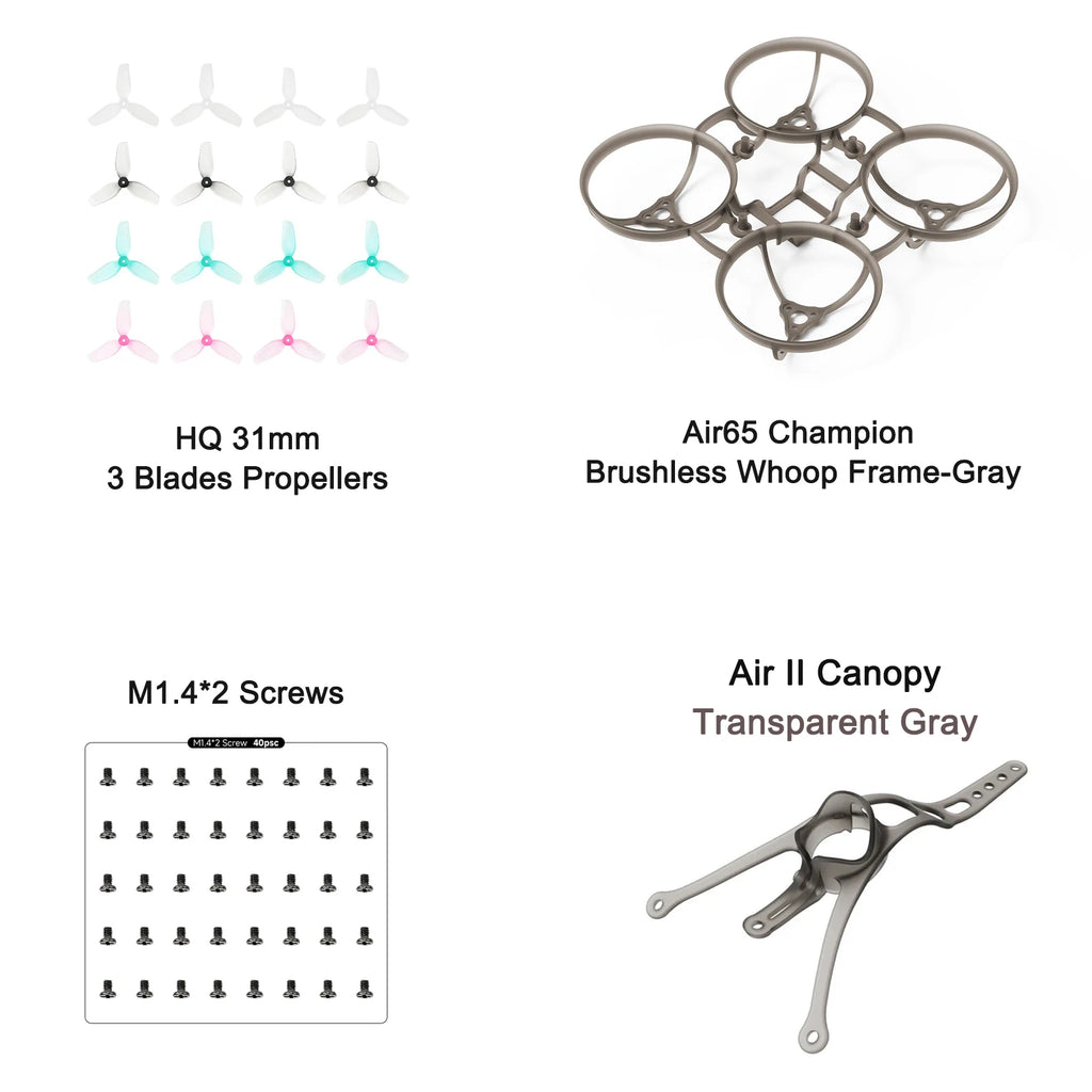 BETAFPV Air65 Champion Brushless Whoop Frame-2.20g 65mm Tiny Whoop, Air 65 II Motor Fixing Screws Pack, HQ 31mm Propellers