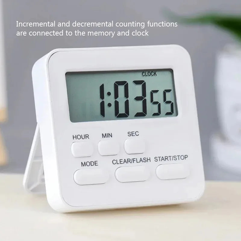 Practical LCD Digital Display Kitchen Timer Countdown Stopwatch Alarm Clock with Flashing Light Kitchen Sleep Accessory