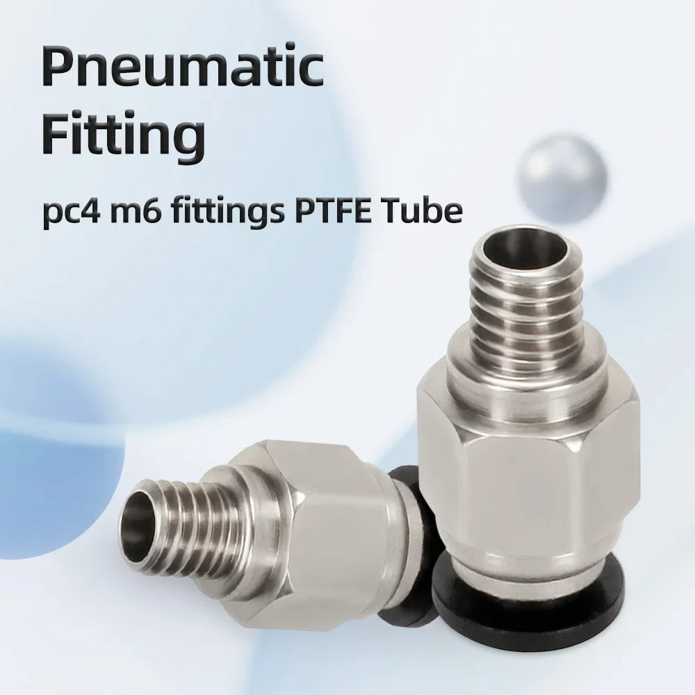 1-10pcs 3d Printer Accessories PC4-M6 Male Straight Pneumatic PTFE Tube Push in Quick Fitting Connector