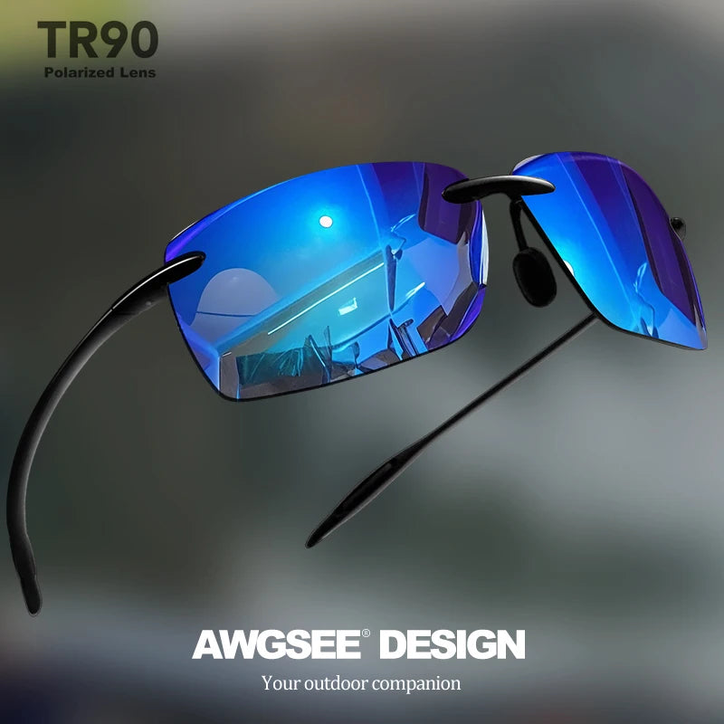 1PCS/2PCS TR90 Ultralight Polarized Sunglasses Men Brand Rimless Frame Driving Mirror Shades Sports Fishing Baseball Eyewear