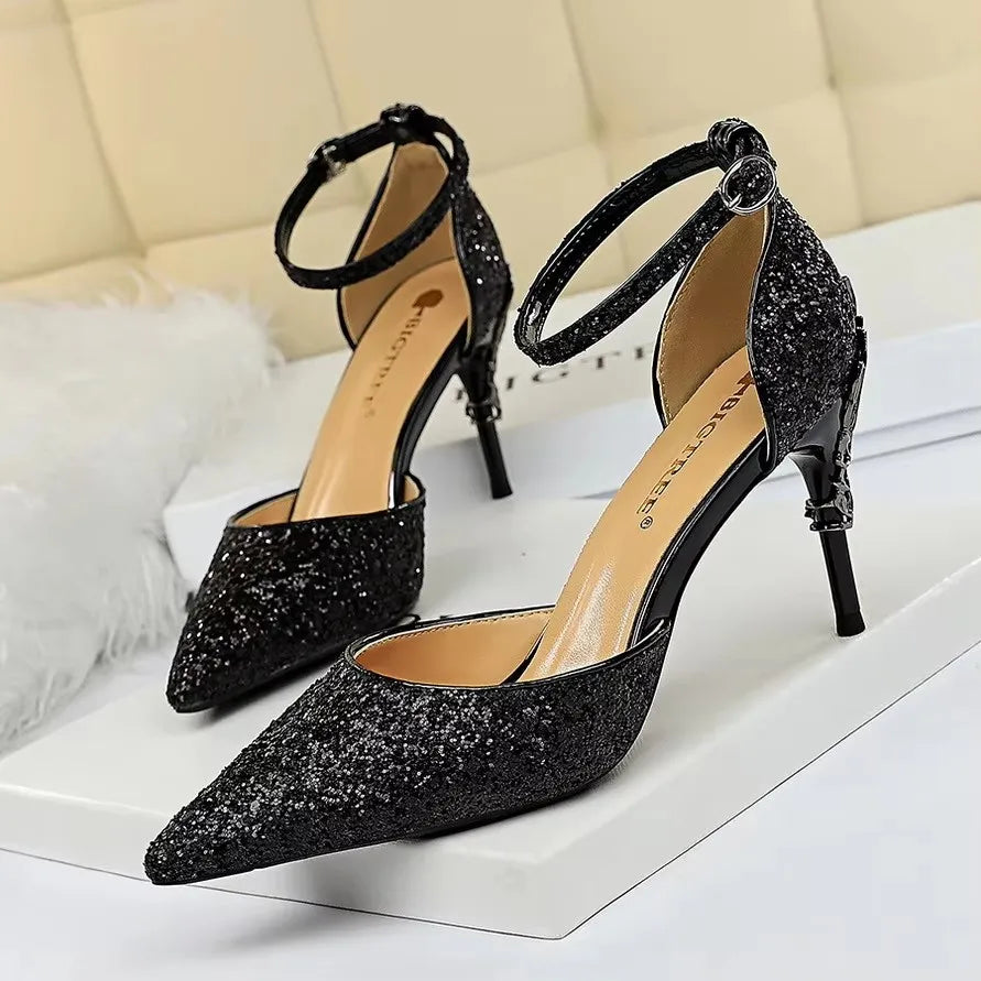 BIGTREE Shoes Heels 2026 New Woman Pumps Sequins High Heels Women Shoes Fashion Ladies Shoes Gold Sliver Stiletto Heels Sandals