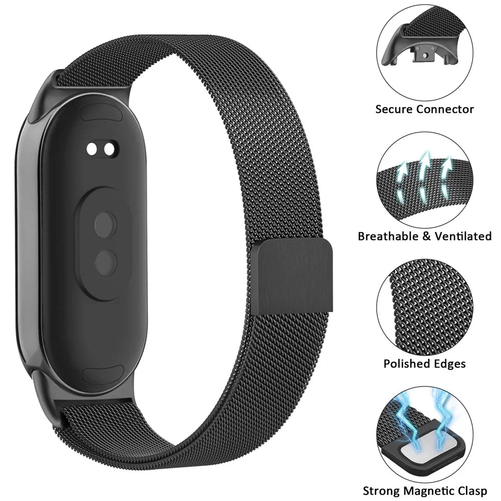 Milanese loop for Xiaomi smart Band 8-NFC Strap Sport wristband Miband8 smartwatch Replacement bracelet on Mi band 8 Accessories