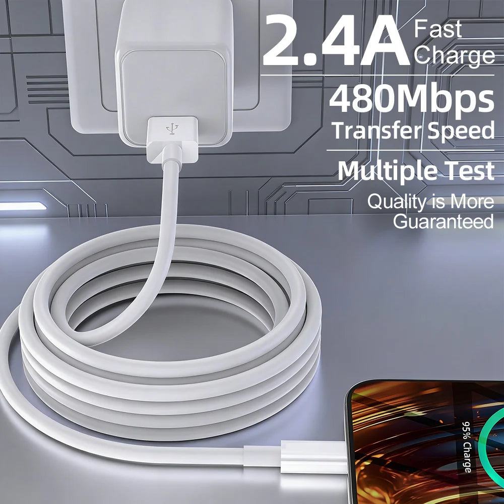 MFi Certification 3PCS USB To Lightning Cable For iPhone 14 13 12 Pro Max X XS XR 8 7 Plus iPad 2.4A Fast Charger Data Wire Cord
