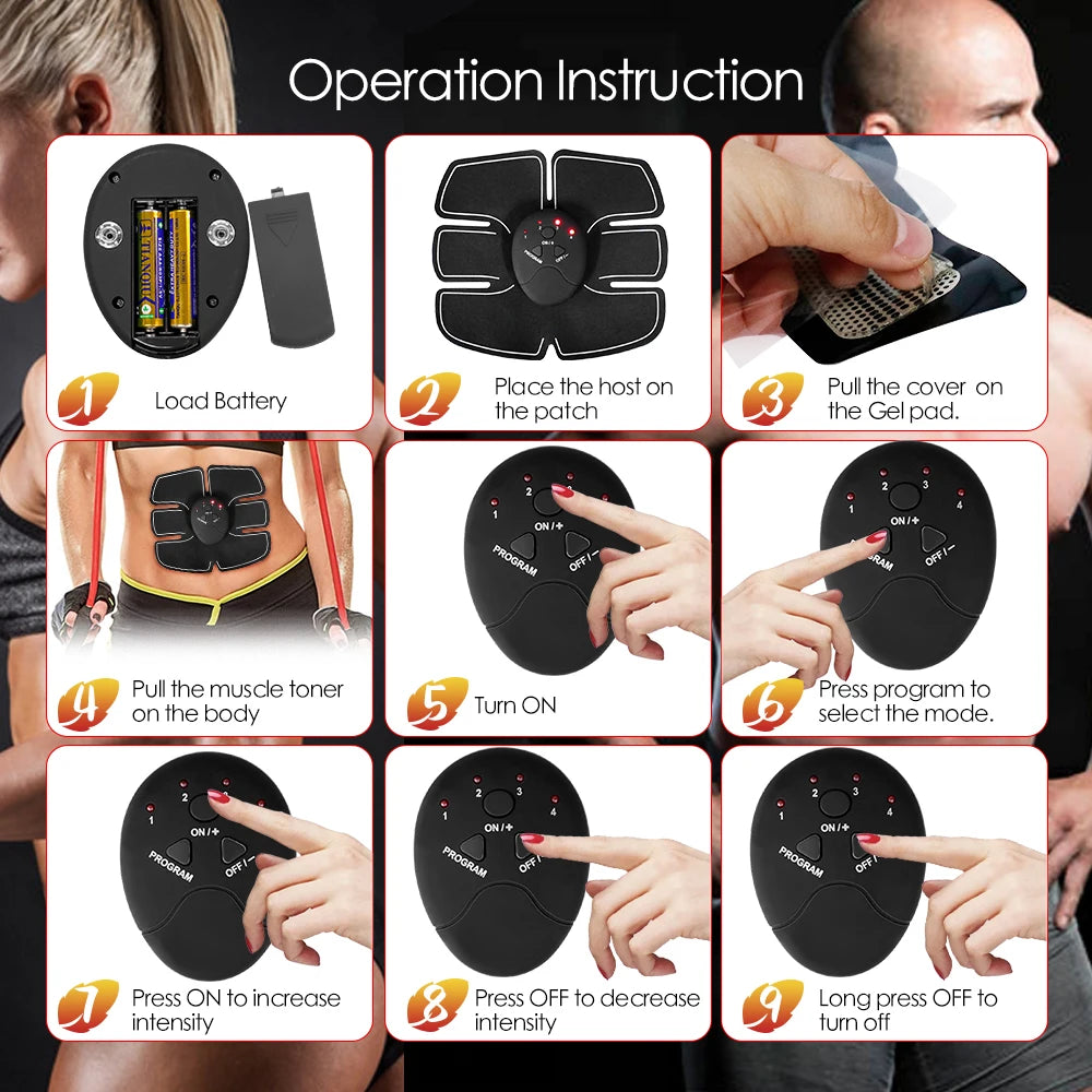 Electric Wireless EMS Muscle Stimulator Buttocks Hip Trainer Abdominal ABS Exercise Fitness Body Slimming Massager Stickers